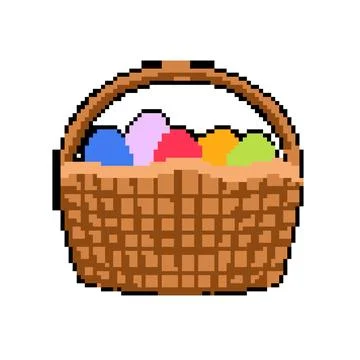 Eggs basket easter pixel art vector illustration Illustrazione stock