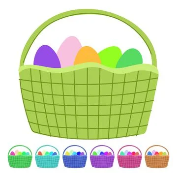 Eggs basket easter vector cartoon graphic Stock Illustration