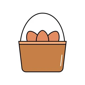 Eggs basket Icon Vector Illustration. Eggs basket Lineal Color Icon Stock Illustration