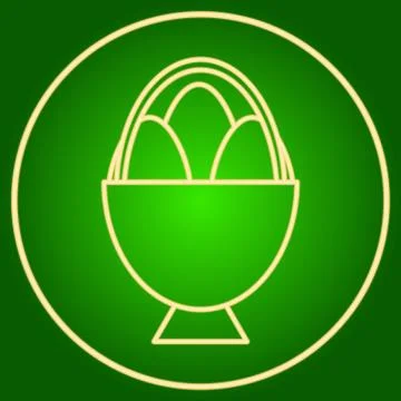 Eggs in a basket in a neon circle. Easter. Stock Illustration