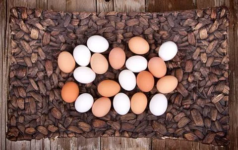 Eggs in a basket Stock Photos