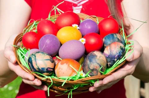 Eggs basket Stock Photos