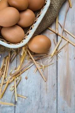 Eggs in a basket Foto stock