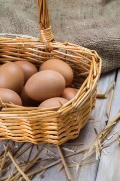 Eggs in a basket Stock Photos