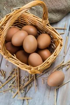 Eggs in a basket Stock Photos