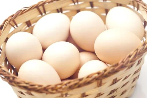 Eggs in basket Foto stock