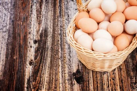 Eggs in a basket Stock Photos