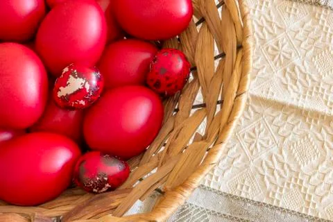 Eggs in the basket Stock Photos