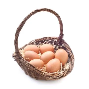 Eggs In A Basket Stock Photos