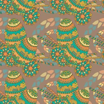 EGGS BEIGE ZENTANGLE ORIENTAL PATTERN Stock-Illustration