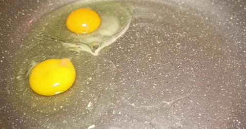 Eggs being dropped on hot pan, slow motion Stock Footage 172525447