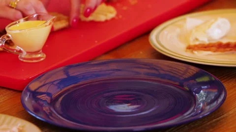 Eggs Benedict with Bacon Stock Footage 77281435