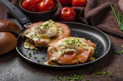 Eggs benedict with salmon Stock Photos