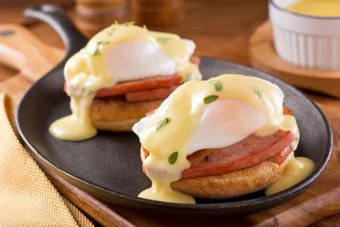 Eggs Benedict with Thick Cut Ham Stock Photos