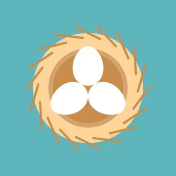 Eggs in bird nest, easter and spring symbol Stock Illustration