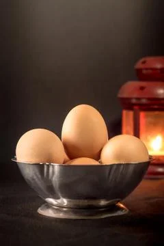 Eggs on black background 스톡 사진