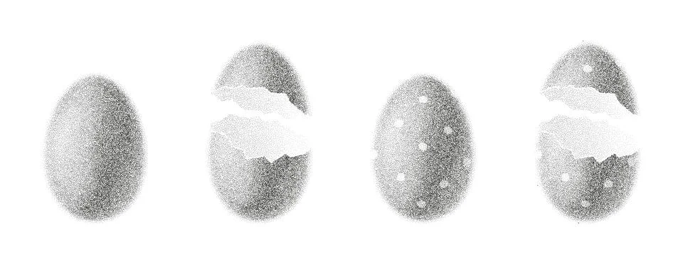 Eggs with black dotwork grain texture イラスト素材