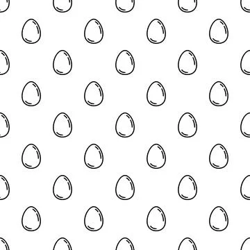 Eggs black outline seamless pattern design Stock Illustration
