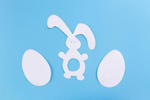 Eggs on blue background Stock Photos