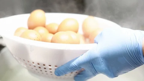 Eggs boiling close up, ramen bar, Florence, Italy, HD Stock Footage 93101171