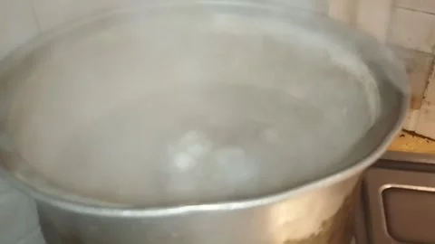 Eggs Boiling in a Metal Pot 库存影片 265235673