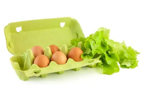 Eggs in box isolated Stock Photos