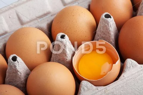 Eggs in box Stock Photos