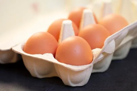 Eggs in box Stock Photos