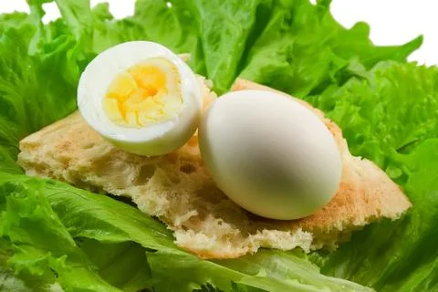 Eggs bread salad Stock Photos