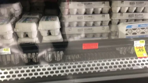 Eggs Broken on Grocery Store Floor Video stock 83586855