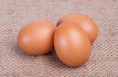 Eggs on brown sack Stock Photos