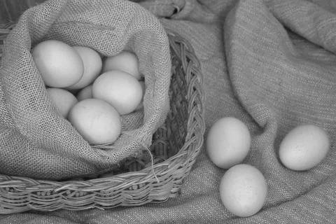 Eggs burlap rustic style 库存照片