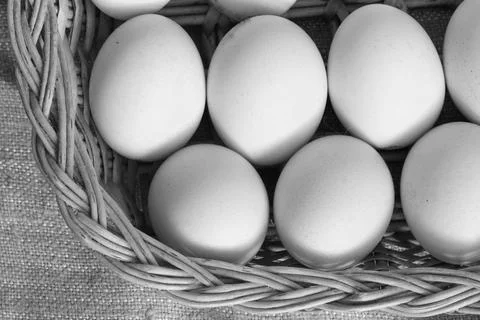 Eggs burlap rustic style Stockfoto's