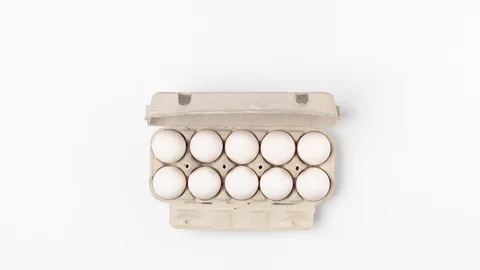 Eggs in the cardboard box, stop motion Stock Footage 126714349
