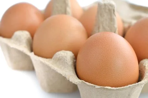 Eggs in a carton box Stock Photos