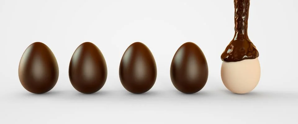 Eggs in chocolate. Easter eggs. 3D rendering illustration. Stock Illustration