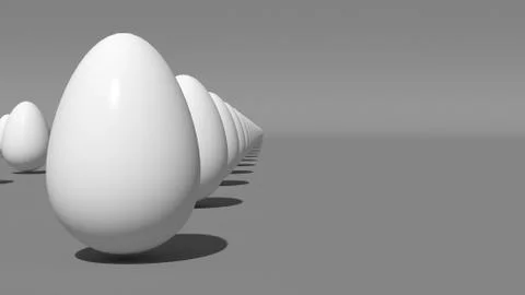 Eggs close up on a grey background. Template copy space for easter. 3d render Stock Illustration