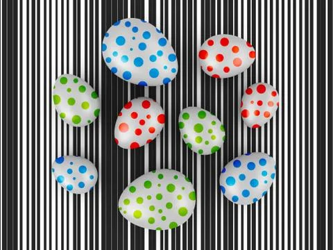 Eggs with colored dots 스톡 일러스트