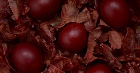 Eggs colored with onion skin. Stock Footage 297292734