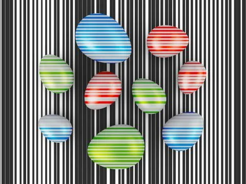 Eggs with colored stripes 스톡 일러스트