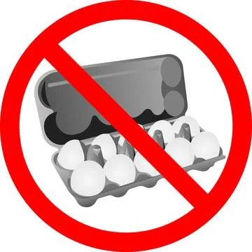 Eggs in a container with a prohibited sign. Stock Illustration