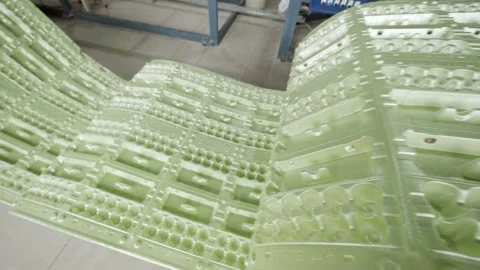 Eggs containers production line Stock Footage 148437848