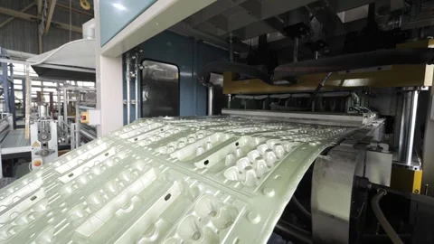 Eggs containers production line Stock Footage 148437896