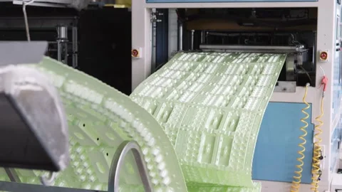 Eggs containers production line Stock Footage 148438006