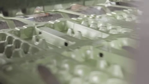 Eggs containers production line Stock Footage 148438043