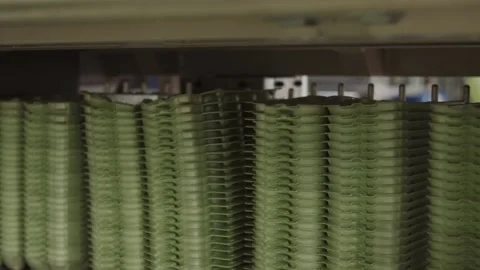 Eggs containers production line Stock Footage 148438193
