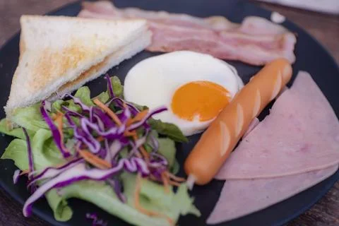 Eggs cooked in a pan Stock Photos