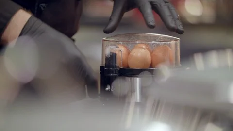 Eggs cooked in steamer  in restaurant Stock-Footage 99577252