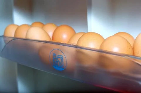 Eggs in cooler Stock Photos
