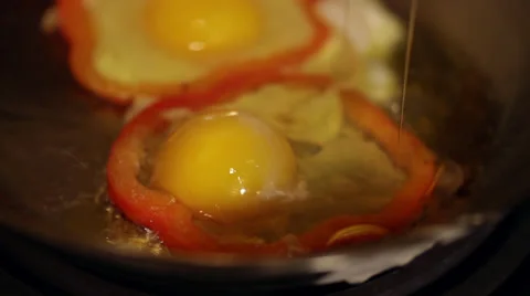 Eggs Cracked in Peppers Stock Footage 37146890